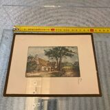 Colored etching in original Maison Bretonne frame