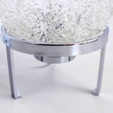 Lampe à poser en verre sur socle argenté