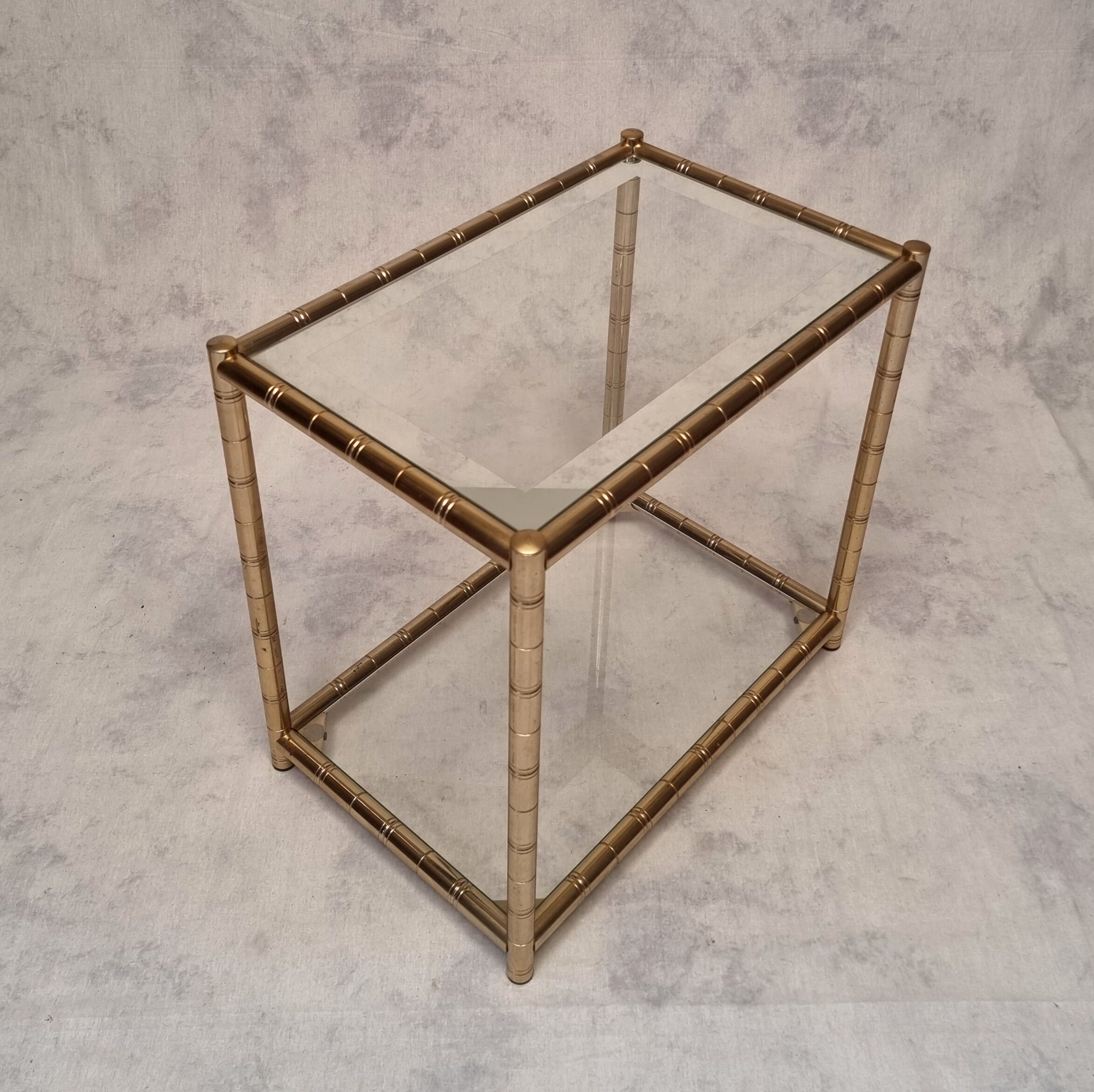 Pair of bamboo sofa ends - golden brass - ca 1980