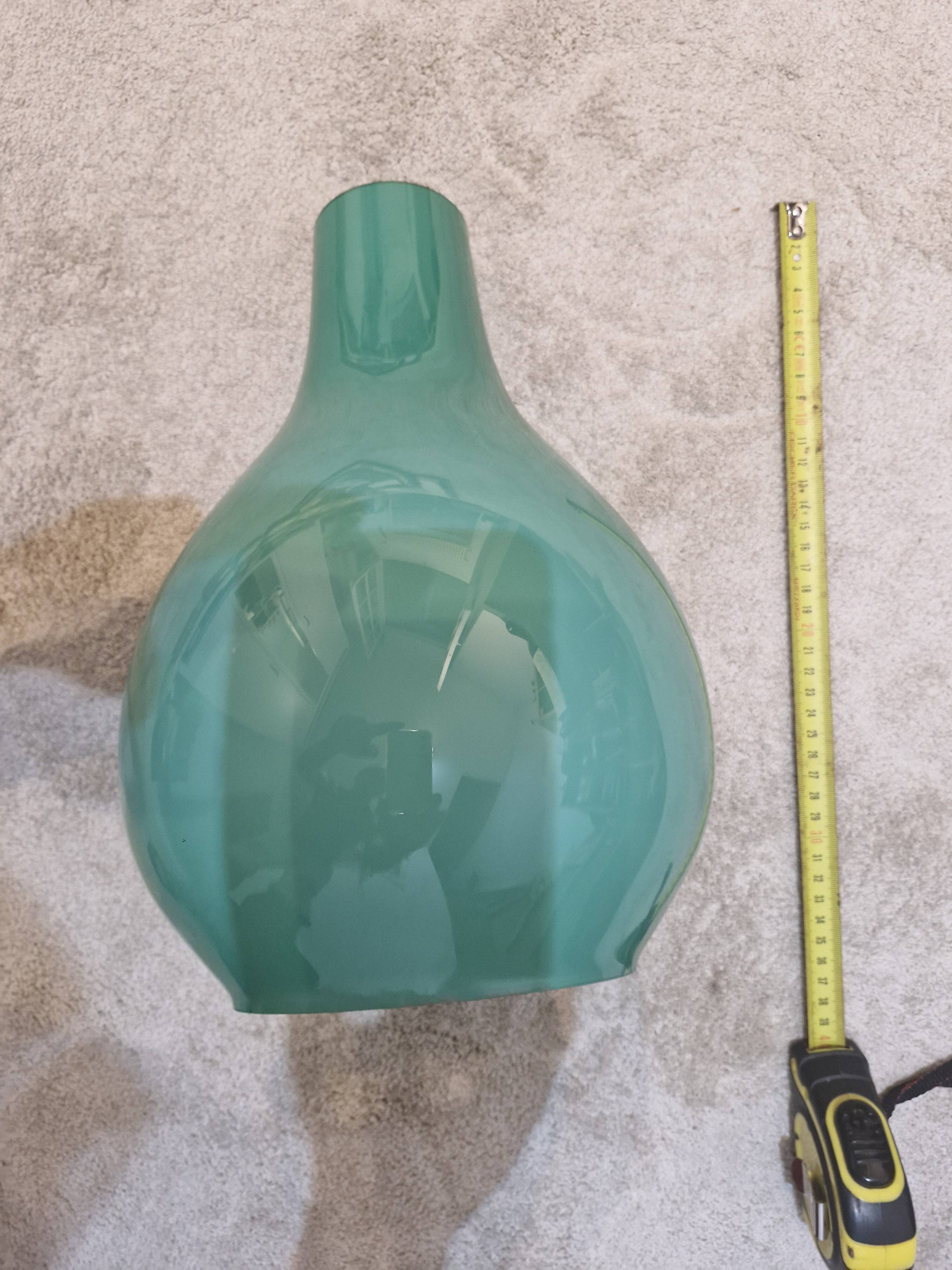 light suspension; Peil&Putzler, emerald green opaline; pear-shaped