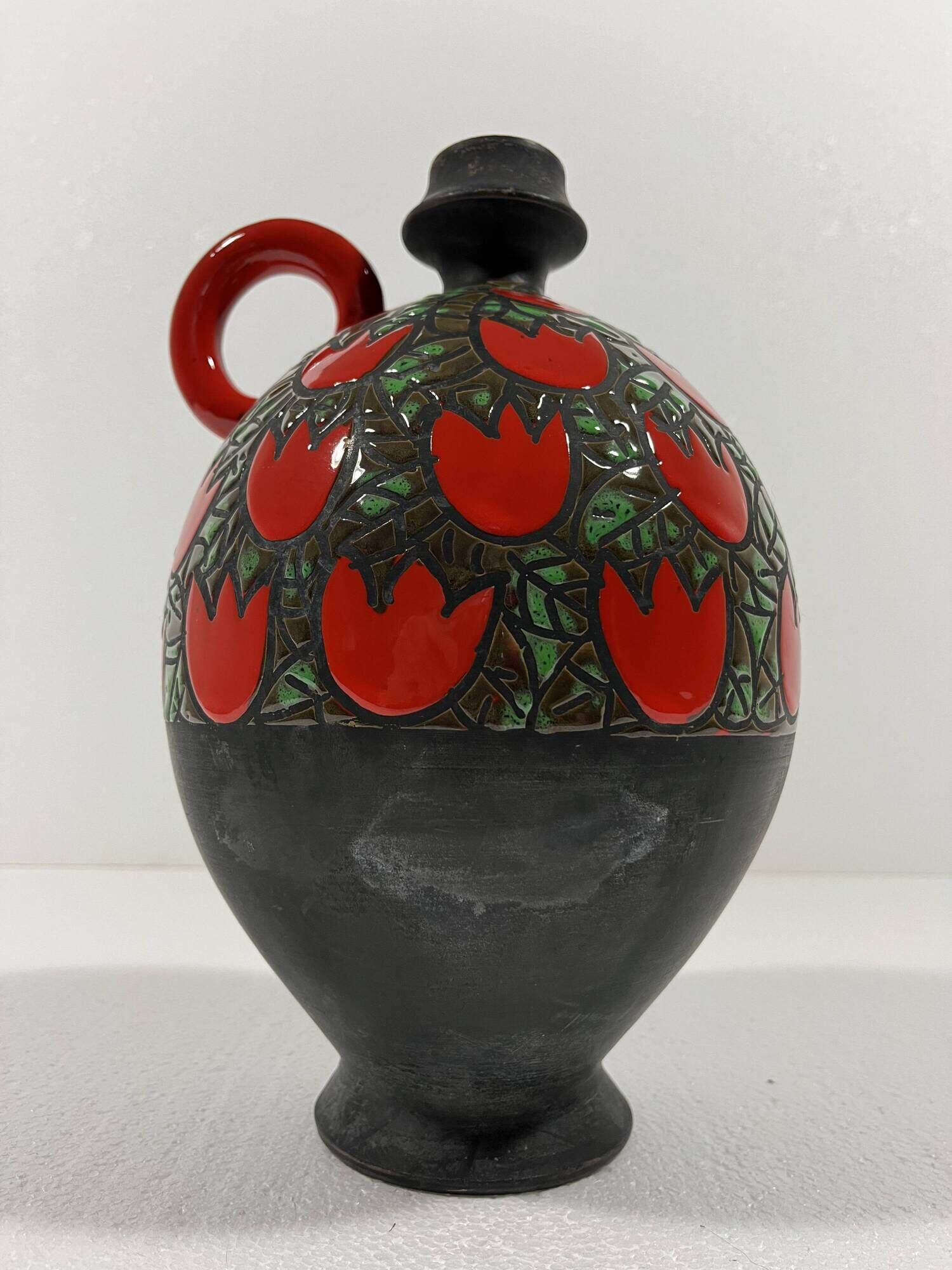 Alvino Bagni pottery vase Tulipani Rossi, Italy