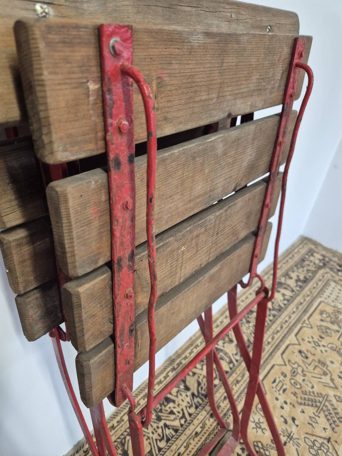 Set of 4 folding chairs for old bistro, guinguette, brasserie