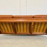 Vintage Danish retro Svend Skipper 3 person sofa in cognac leather