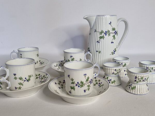 Service petit-déjeuner Pillivuyt & Cie – 1900, 13 pièces, modèle fleuri