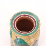 Carmo Saude ceramic vase with bird and flower decoration, 1970s