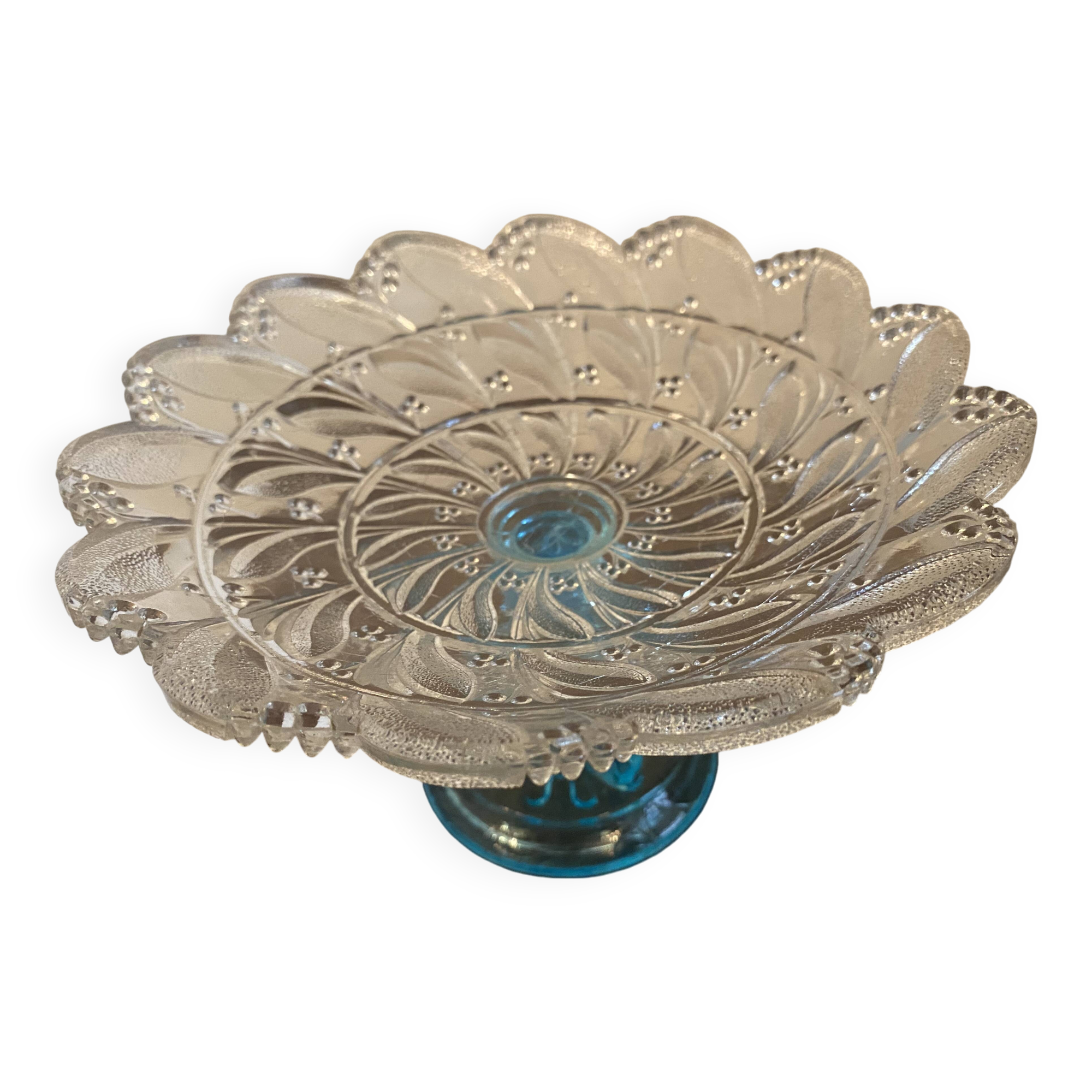 Compotier bicolore en verre moulé
