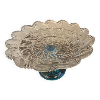 Two-tone molded glass compote dish