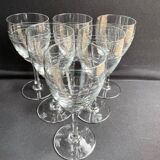 6 wine glasses - Art Deco - 1/2 blown and cut crystal