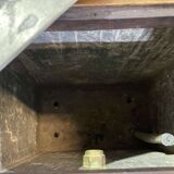 Comptoir de bar en chêne début XXème avec habillage d'époque zinc et étain