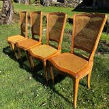 4 caned chairs in cherry wood – Louis XV style