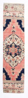 2x10 Faded Pink & Navy Blue Persian Runner Rug, 71x294Cm