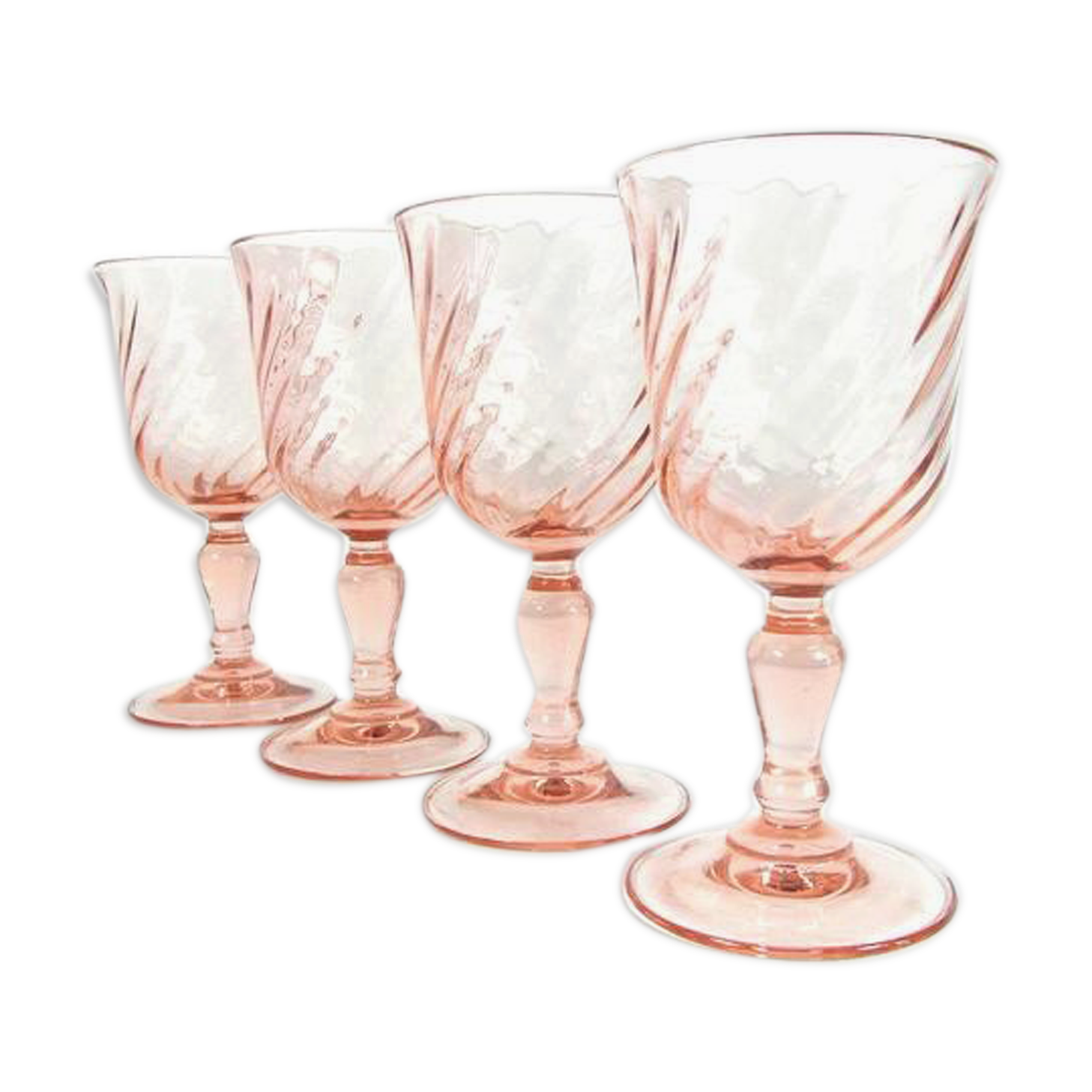 Lot of 4 pink glasses of Arcoroc digestive