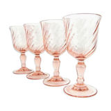 Lot of 4 pink glasses of Arcoroc digestive