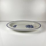 Large white & blue oval dish, bird and flower motif