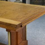 Large solid oak art deco table by Henri Bonjour 1930s