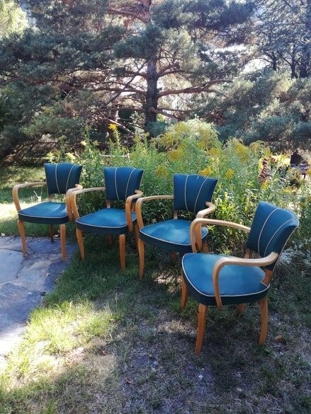 Ensemble de 4 fauteuils bridge 1950