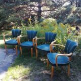 Set of 4 bridge armchairs 1950