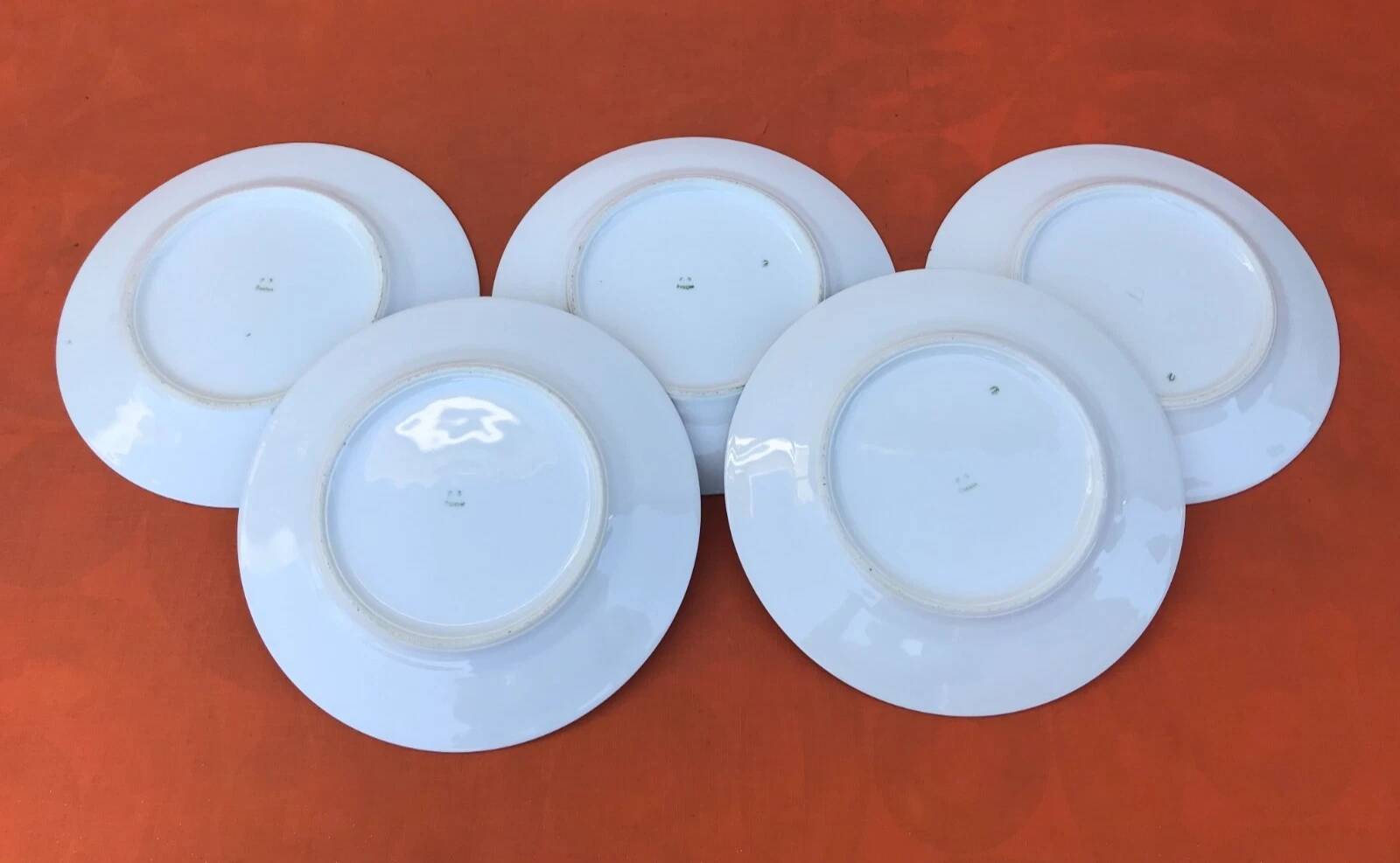5 antique porcelain flat plates PN France