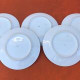 5 antique porcelain flat plates PN France