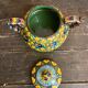 Sweet box with handles, antique caltagirone polychrome ceramic.