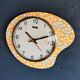 Vintage formica clock silent asymmetrical wall pendulum "DMS green orange"