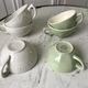 Set of 6 coffee cups Digoin letters and Villeroy & Boch green sage 50s-60s