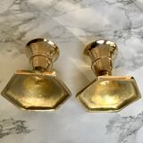 Set of three candlesticks in brass