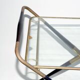Cesare Lacca, Mid-Century Brass and Wood Bar Cart, Italy, 1950s
