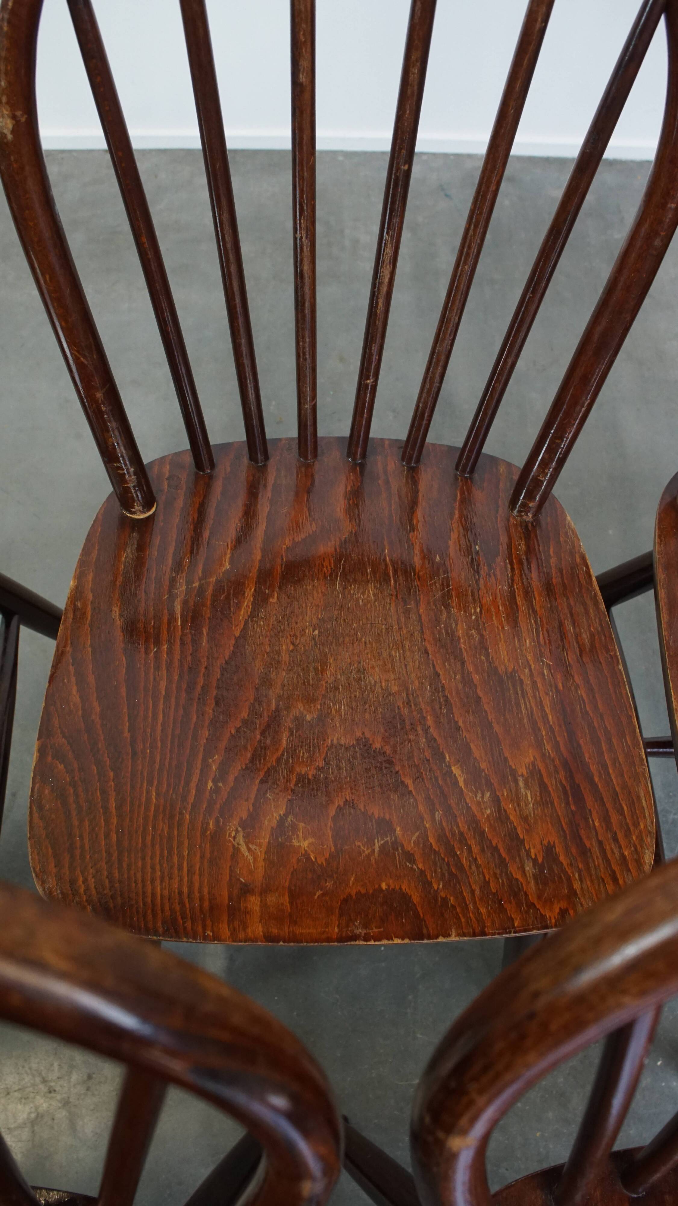 Set of 6 Vintage Wooden Windsor Spindle Chairs