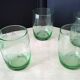 5 glass water tumblers with engraved floral design