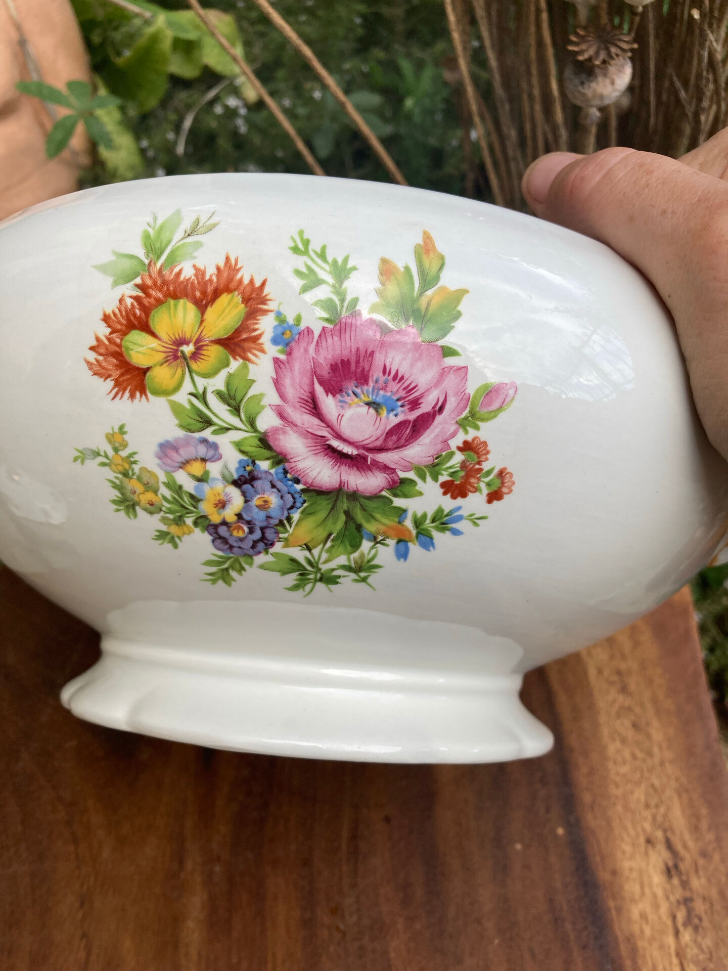 Soupière Digoin Sarreguemines motif romantique