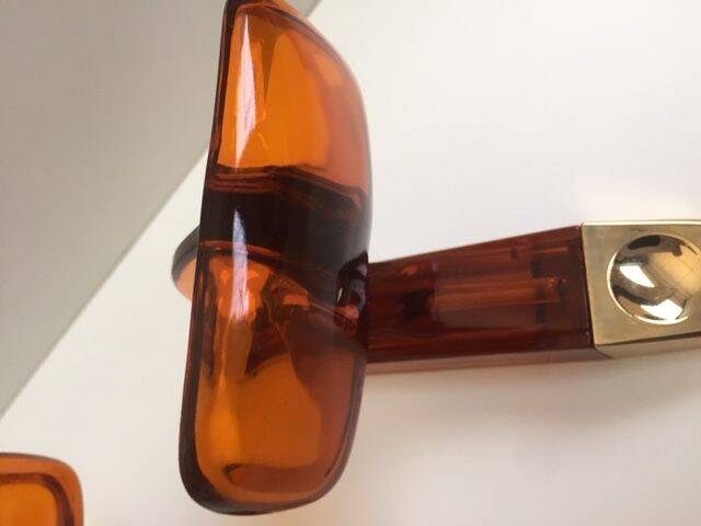 Duo of vintage grosfillex coat hooks model versailles amber plexi