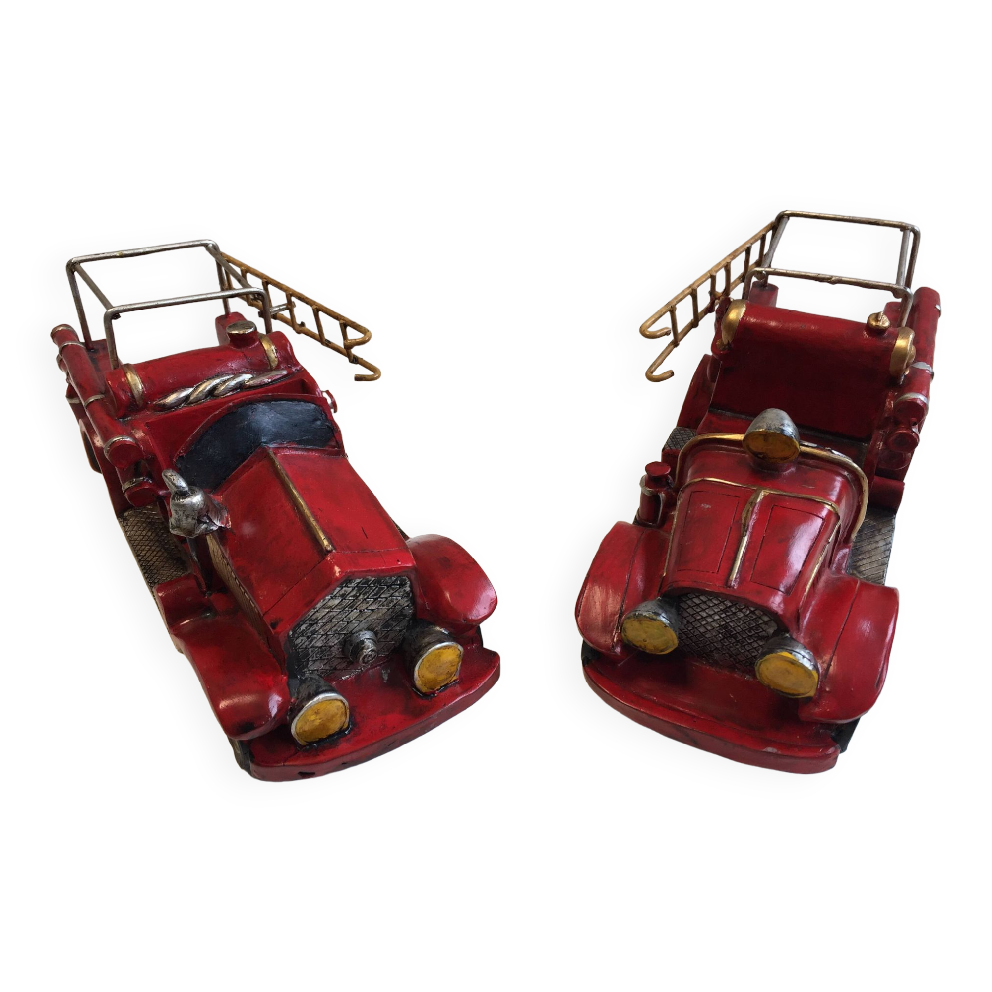 Collector toys duo of old miniature fire trucks 1930