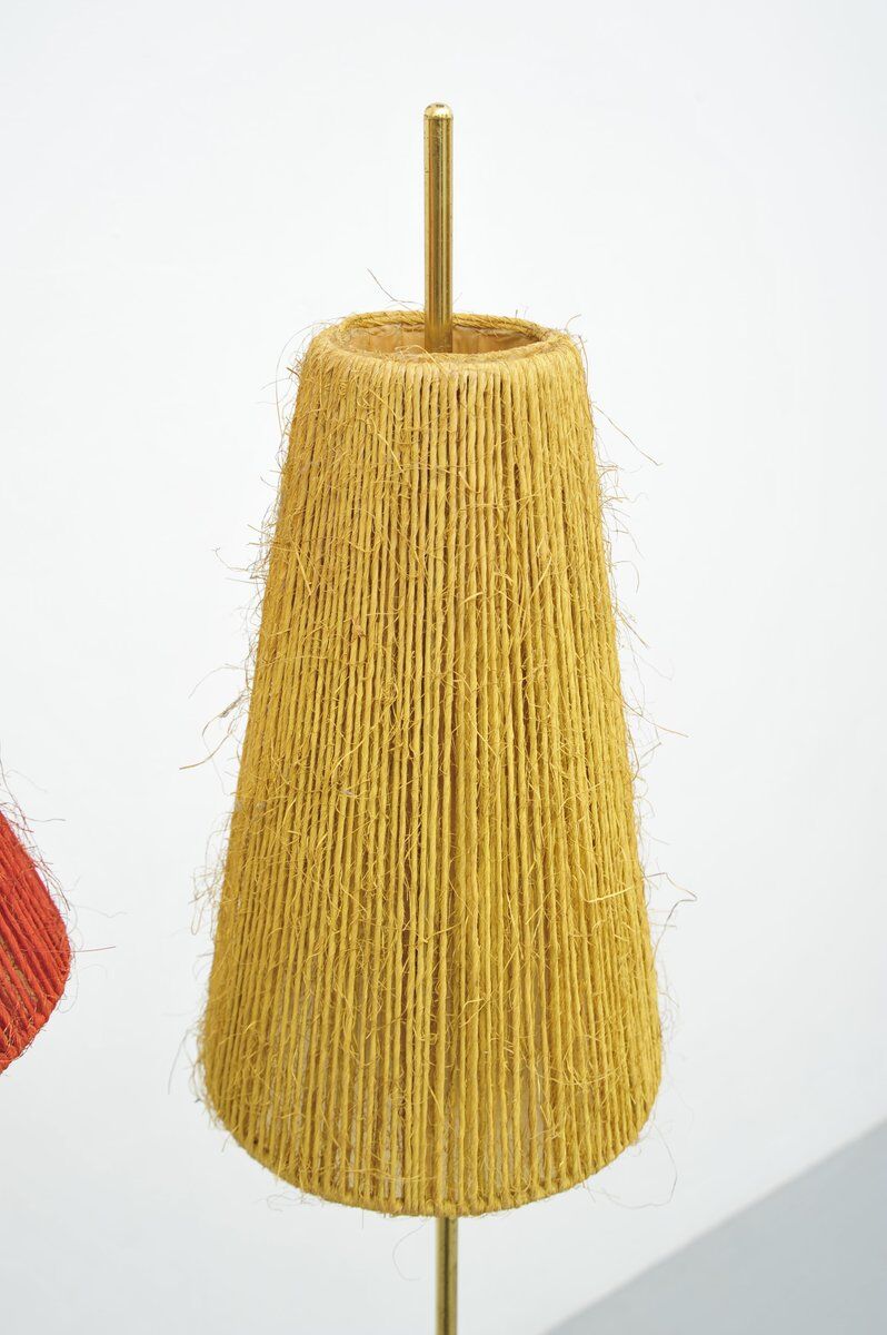 Floor lamp with brass base, 1950s