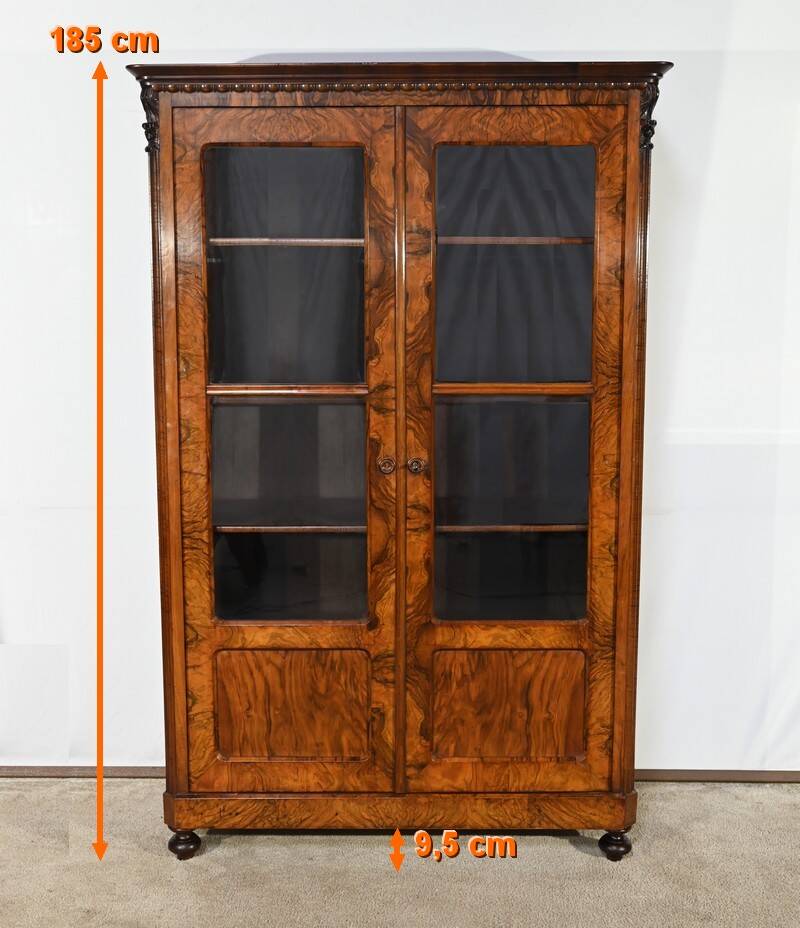 Burl Walnut Bookcase, Restoration Period – Early 19th Century