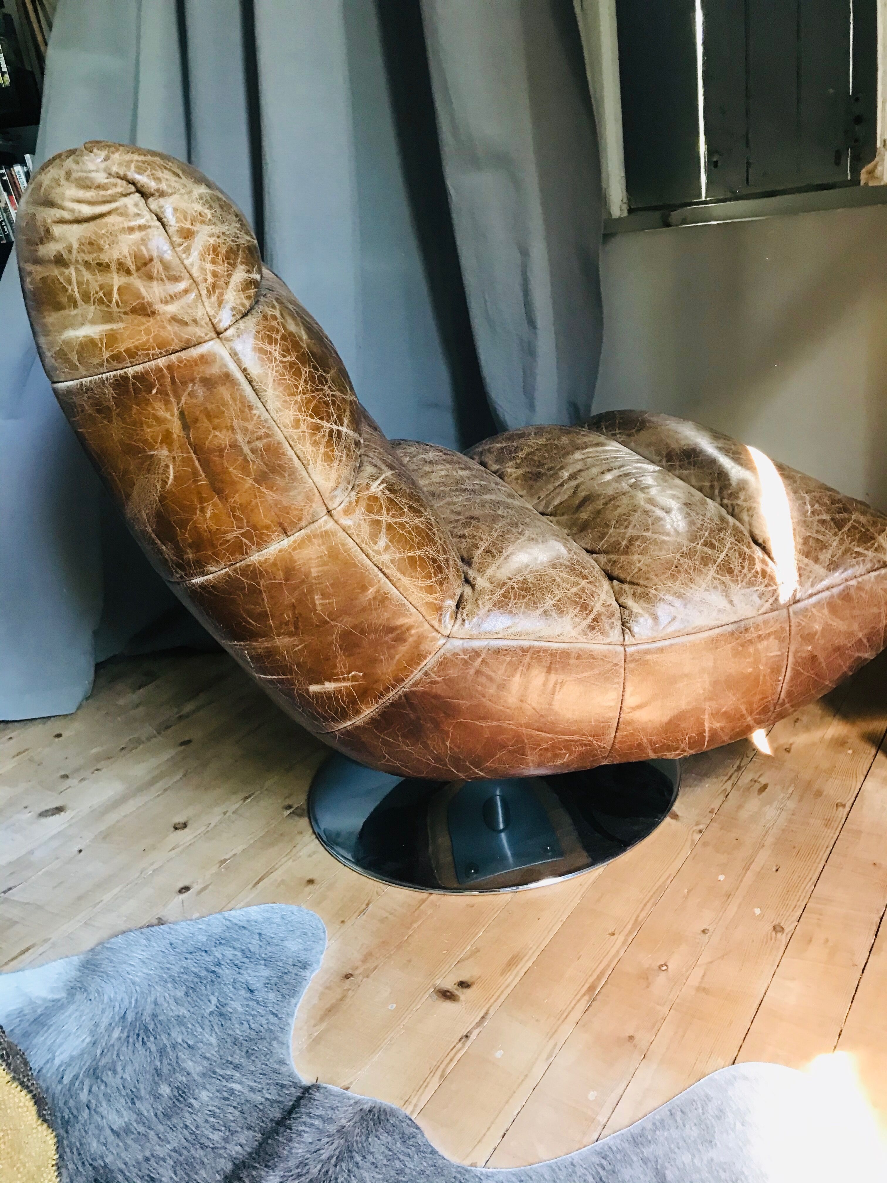 leather armchair 70s