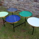Articulated living room coffee table 5 trays in metal enamelled contemporary decoration