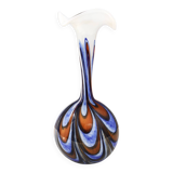 Grand vase en verre orange, blanc et bleu par Opaline Florence, Italie