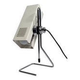 Lampe de table orientable en métal laqué blanc et chrome, années 70