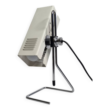 Lampe de table orientable en métal laqué blanc et chrome, années 70