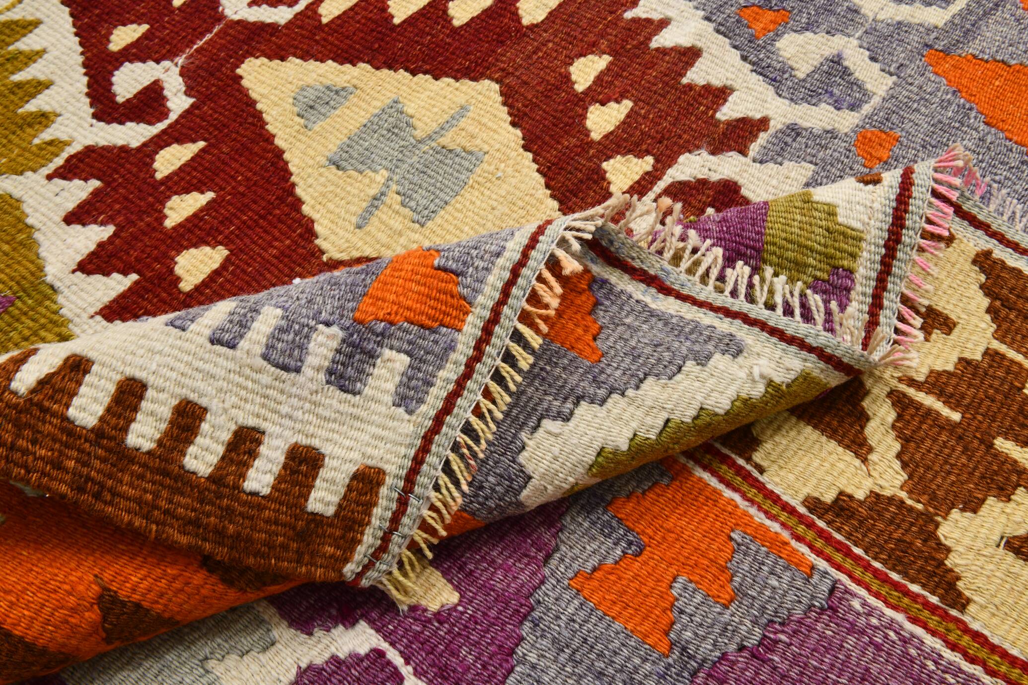 5x8 Geometric Handmade Wool Persian Kilim Rug, 171x260Cm