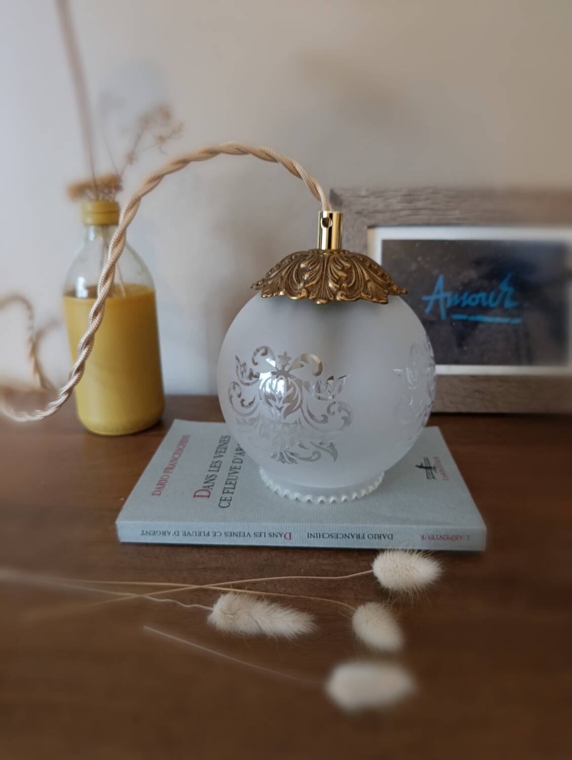 lampe baladeuse loupiote globe dépoli rétro chic