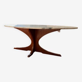Marble/wood coffee table inspired by Hugues Poignant