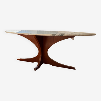 Table basse marbre/bois inspiration Hugues Poignant