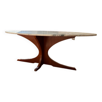 Marble/wood coffee table inspired by Hugues Poignant