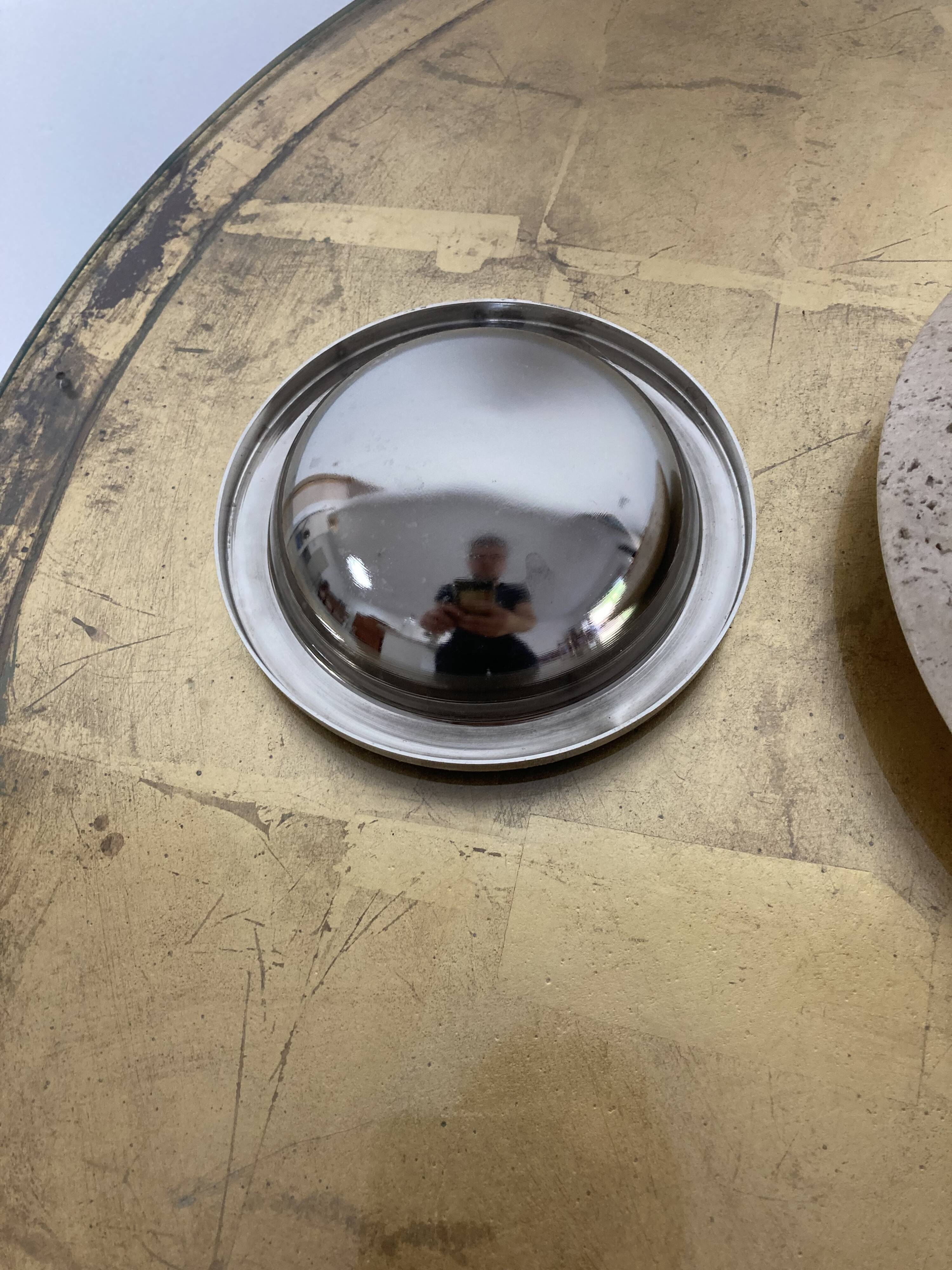 ASHTRAY in MARBLE and METAL CHROME Vintage circa 1970