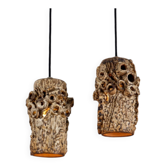 Sculptural ceramic pendant lamps by Bodil Marie Nielsen