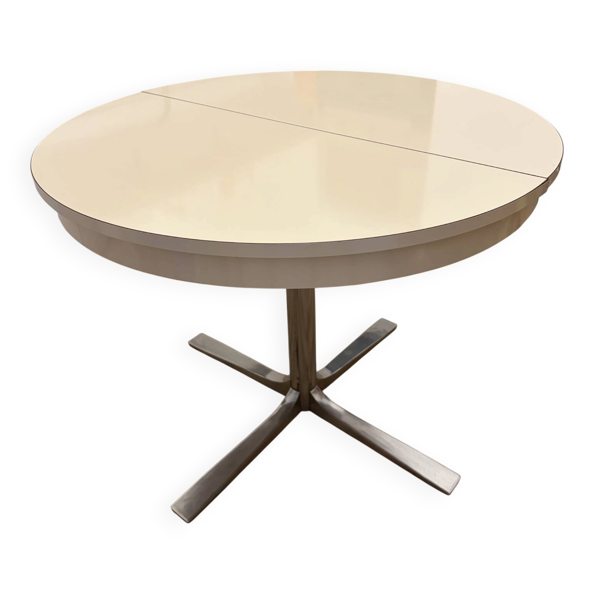 Table ronde Space age roche bobois rallonge intégré avec système 1970