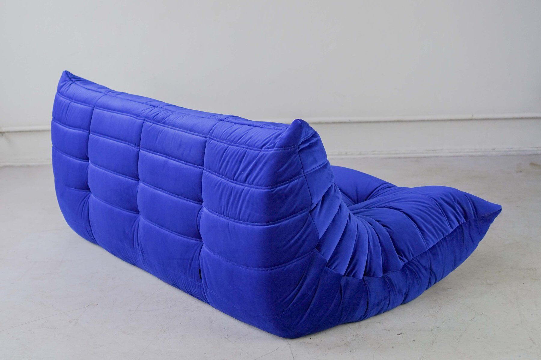 Togo living room set in blue velvet by Michel Ducaroy for Ligne Roset, 1979, set of 5