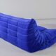 Togo living room set in blue velvet by Michel Ducaroy for Ligne Roset, 1979, set of 5